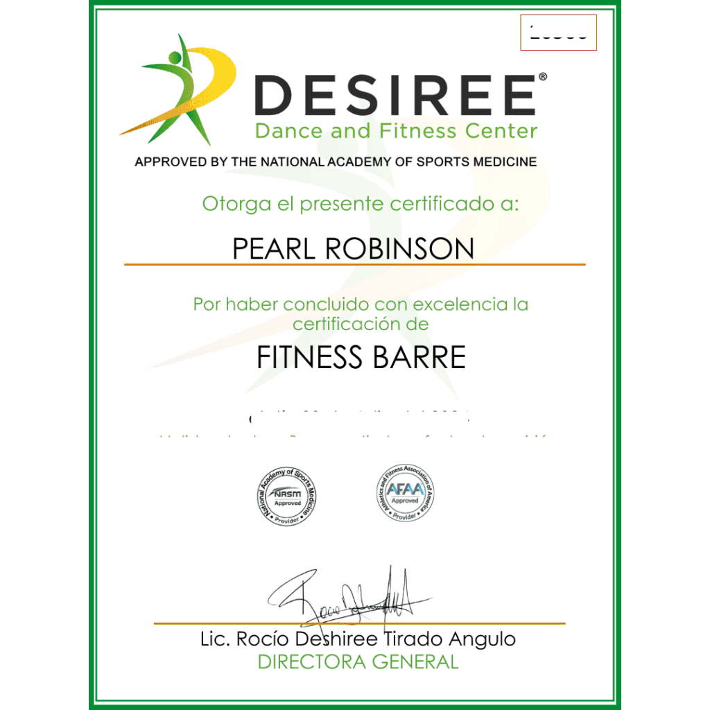 certificacion de fitness barre avalada por AFAA y NASM